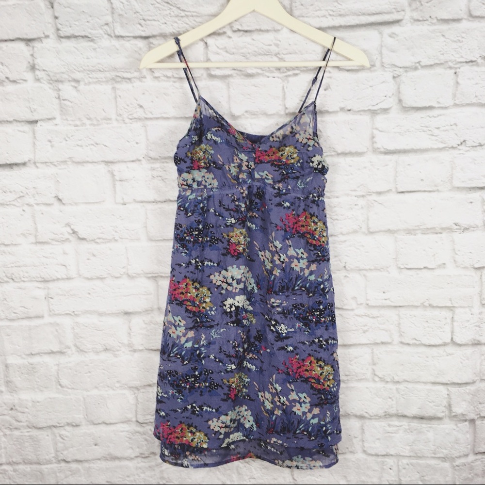 AEO Purple Floral Spaghetti Strap Sun Dress